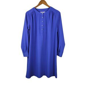 Loft Shirt Dress Size Medium Casual Party Blue Knee Length 1/4 Button Henley